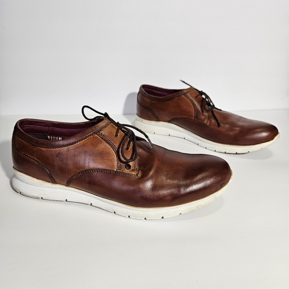 Base London Brown Leather Lace Up Cubic Derby Sneakers - Picture 9 of 13